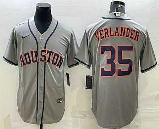 Men%27s Houston Astros #35 Justin Verlander Grey Stitched MLB Cool Base Nike Jersey